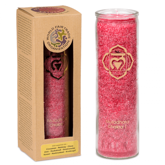 Bougie Chakra 1 Rouge Muladhara aux huiles essentielles