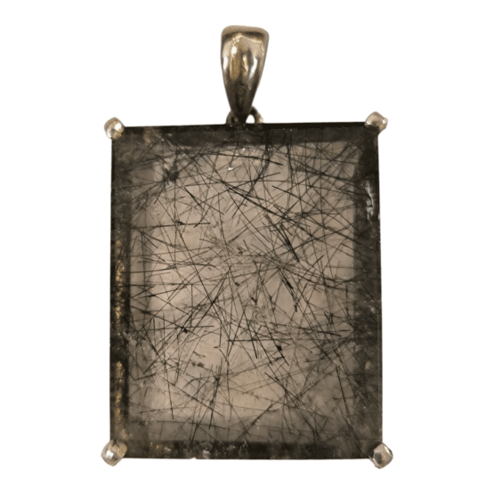 Pendentif Quartz Tourmaline Monture Argent réf 3304