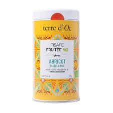 Tisane fruitée bio Saveur abricot, fleur de tilleul Terre d&rsquo;oc 70gr