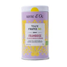 Tisane fruitée bio Framboise, fleur de sureau, grenade  Terre d&rsquo;Oc 70gr