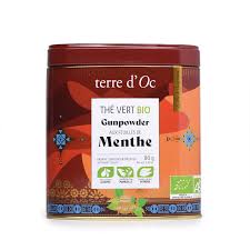 THÉ VERT BIO aux feuilles de menthe 100gr Terre D&rsquo;oc