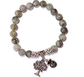 Bracelet Labradorite 8mm +arbre de vie