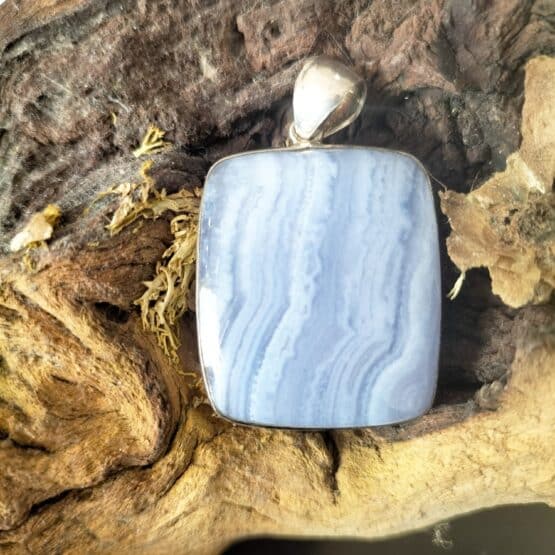 Pendentif Calcédoine Bleu Monture Argent réf 4680