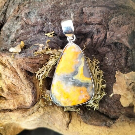 Pendentif Jaspe Bumblebee Monture Argent