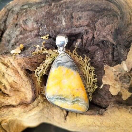 Pendentif Jaspe Bumblebee Monture Argent