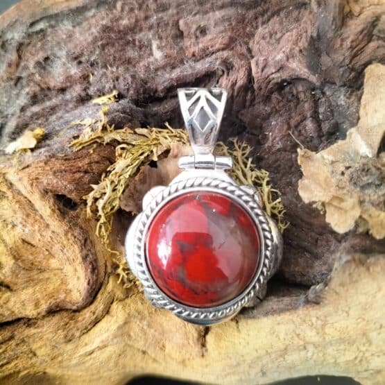 Pendentif Jaspe Rouge Monture Argent
