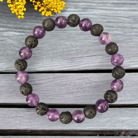 Bracelet Pierre de Lave / Améthyste 8mm