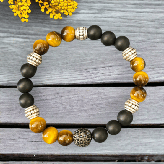 Bracelet Œil de tigre / Onyx Mat 8mm