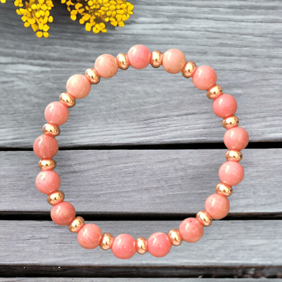 Bracelet RHODONITE 8MM+séparateur rosée