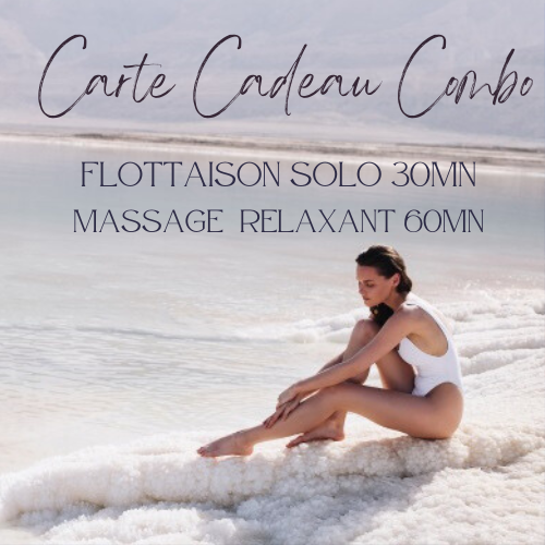 Bon cadeau Combo Flottaison SOLO 30mn + Massage Relaxant 60mn